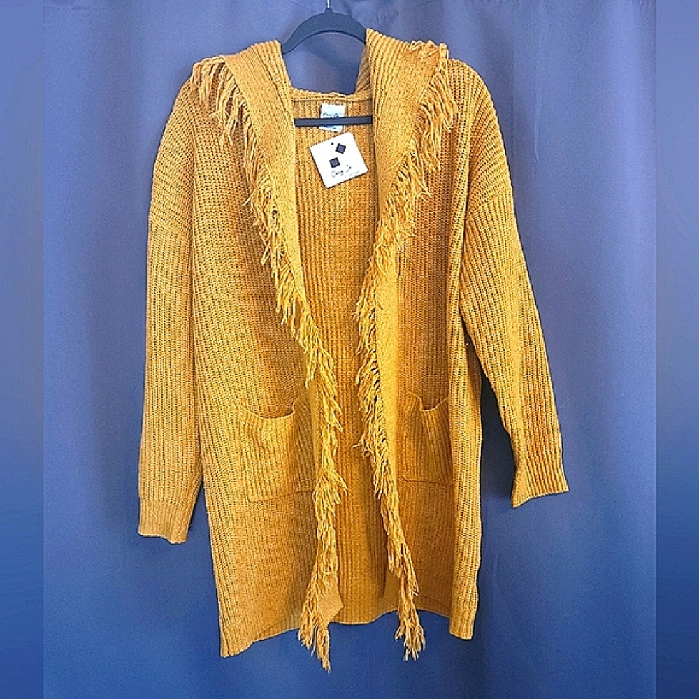 Cozy Co Mustard Hooded sweater with pockets!